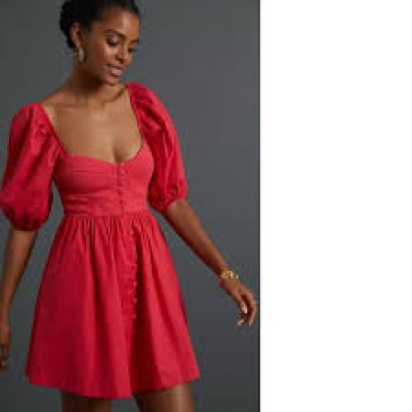 NWT Maeve Anthropologie Puff Sleeve Sweetheart Mini Dress (MSRP: $148) Large - Picture 6 of 6